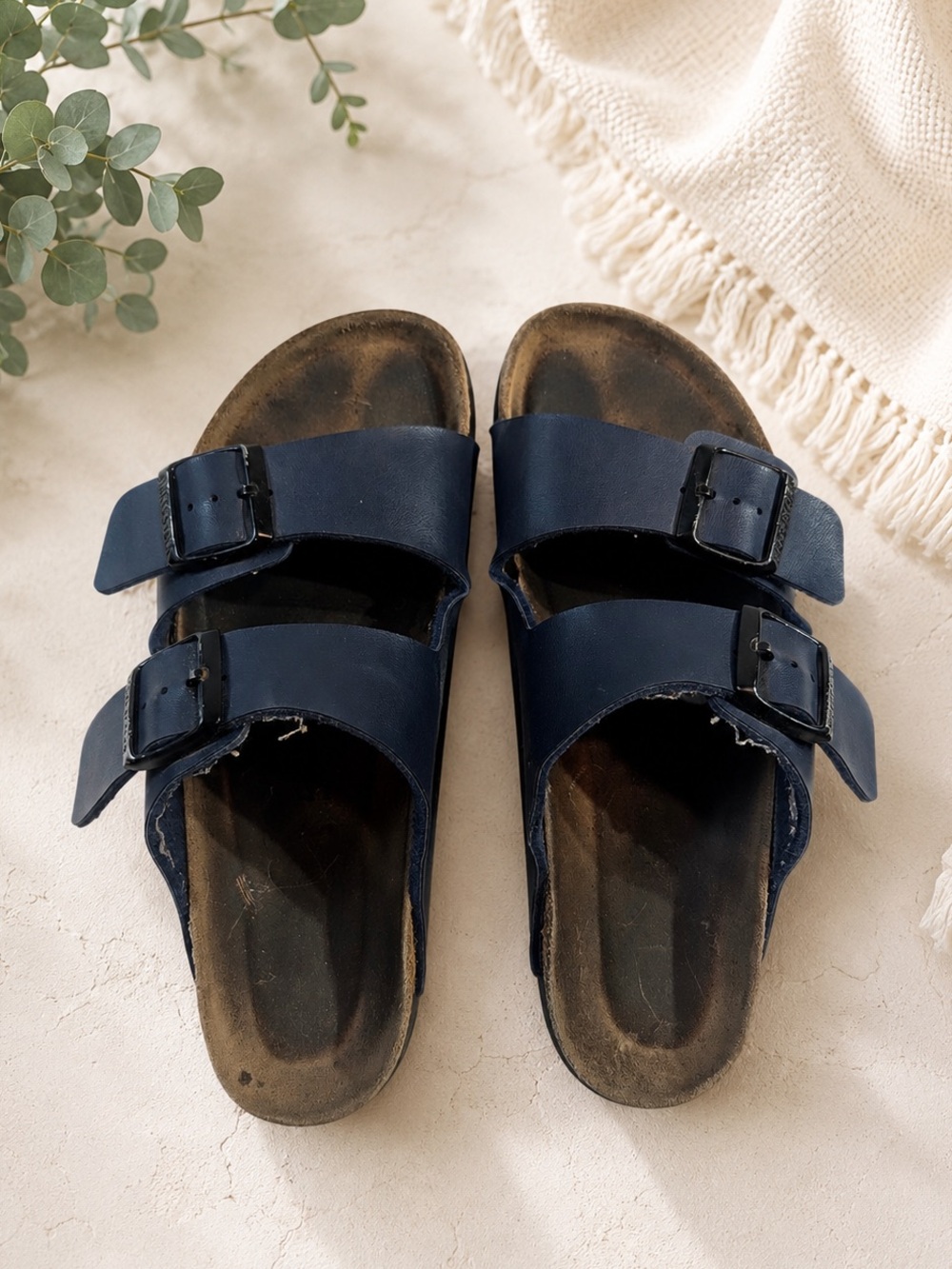 Birkenstock Arizona Navy Blue Double Strap Slide Sandals Unisex EU 38 / US 7-7.5
